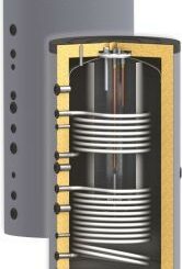 Бойлер с две серпентини Sunsystem 1500л., 7.5kW, за битова гореща вода + буферен съд , емайлиран