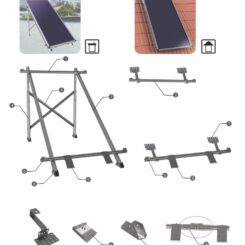Стойка за 1 слънчев панел-колектор Sunsystem, за наклонен покрив, алуминиева