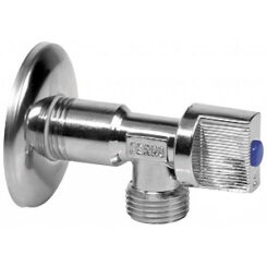 Сферичен кран ъглов с розетка с мет. ръкохватка - plus