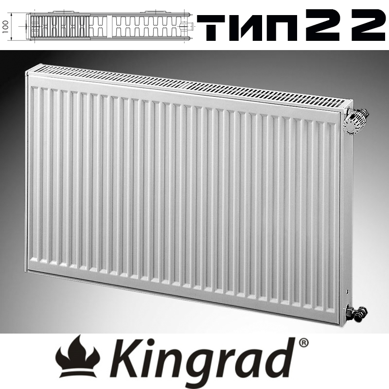 Kingrad, Platte, Stahl-Heizkörperr type 22, 500x500 - 829W Панелен Радиатор КИНГРАД тип 22, 500x500 - 829W ΔT60