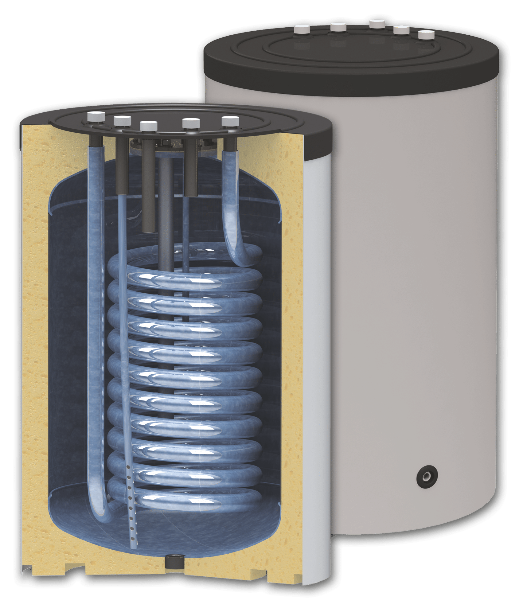 Solarwarmwasserspeicher 120l,.mit grosse wärmetauscherfläche Подов бойлер за газов котел с компактен размер Sunsystem SWUP EXT 120л., eмайлиран